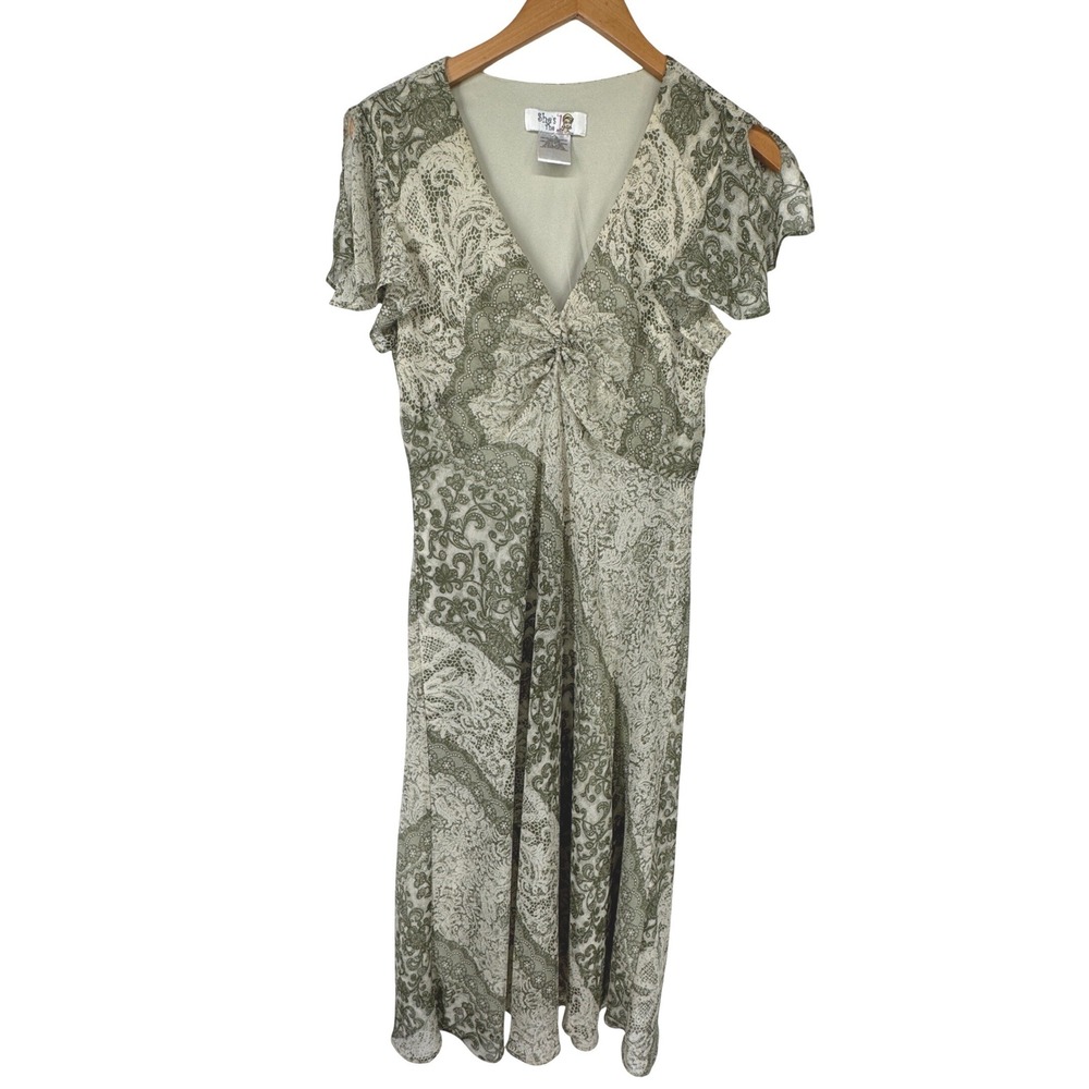 Shes The One Womens Y2K Babydoll Maxi Dress Size 10 Green Forest‎ Fairy Grunge